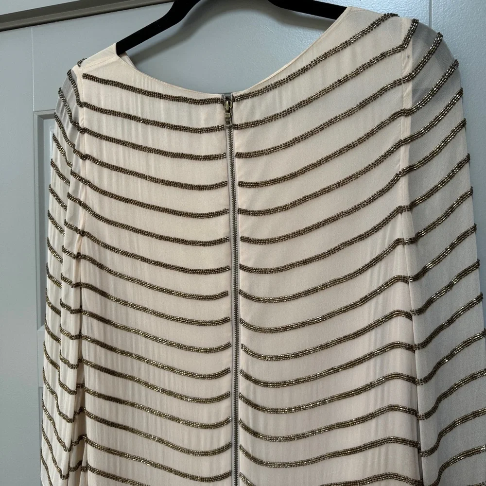 ALICE + OLIVIA | Laia Bell Sleeve Sequin Silk Stripe Dress $600+ Size Medium - Picture 8 of 14